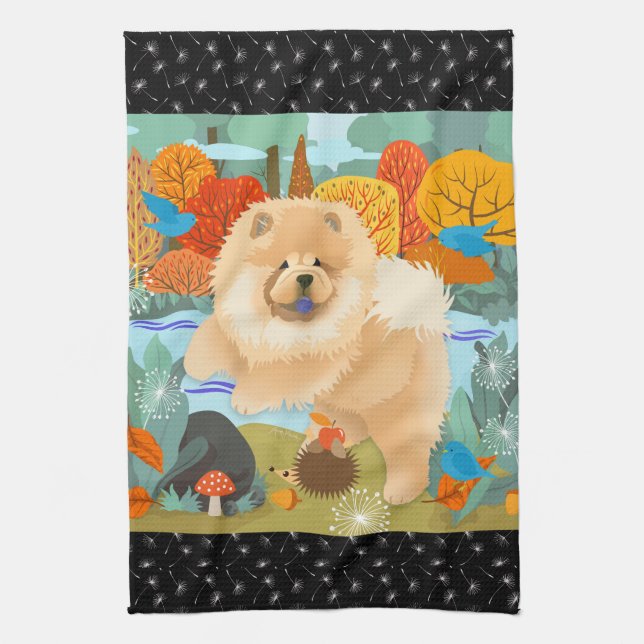 BLUEBIRDS OF HAPPINESS CHOW Kitchen or Show Towels (Vertical)