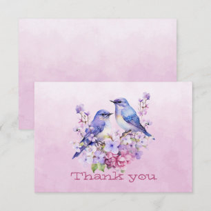 Bluebirds On Flowers Pink