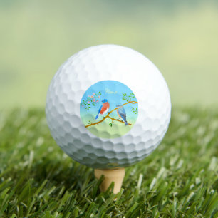 Bluebirds Pale Blue & Green Golf Balls