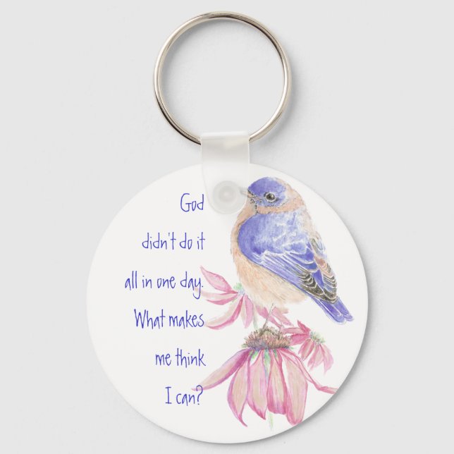 Bluebirds Quote Don't Stress, Can't do it all Keychain (Front)