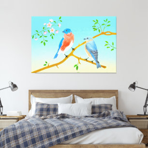 Bluebirds Streched Canvas