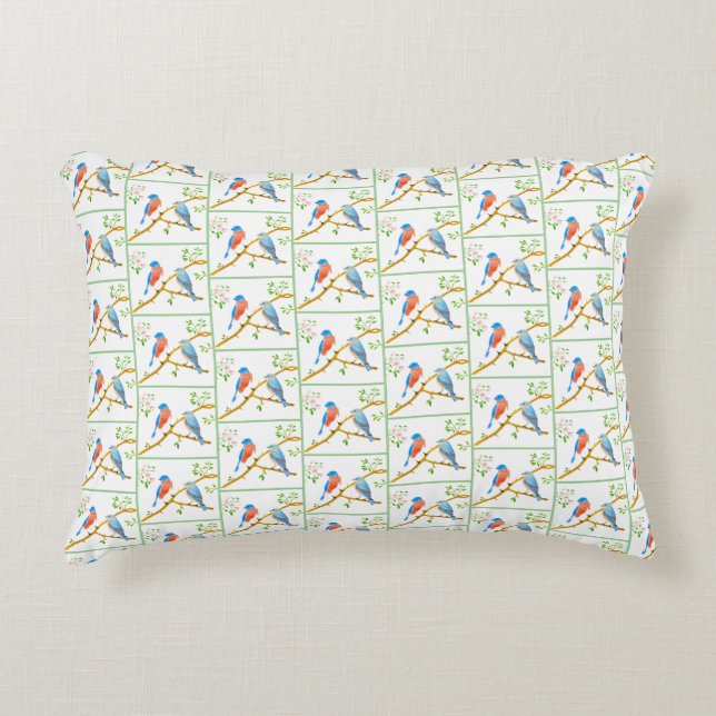 Bluebirds Tiled Accent Pillow (Front)