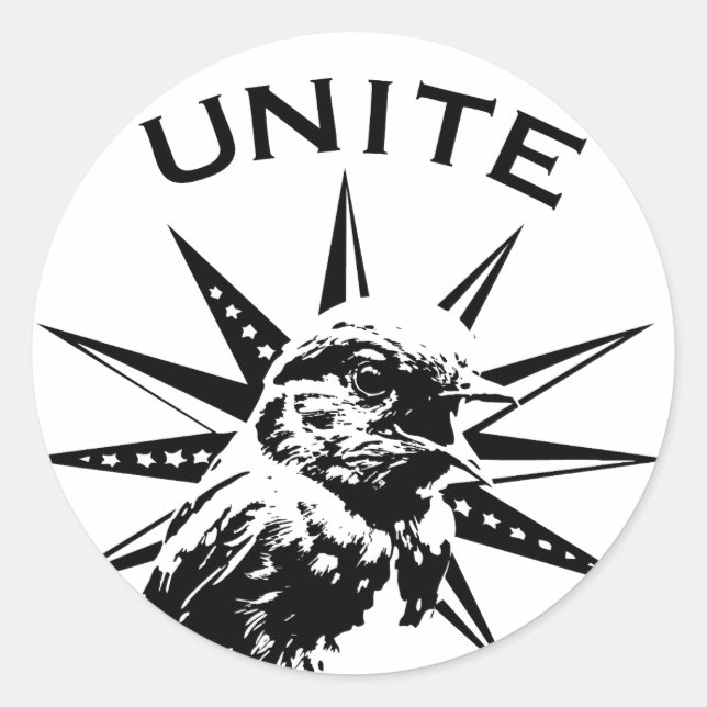 Bluebirds Unite Black and White Retro Zine Sticker (Front)