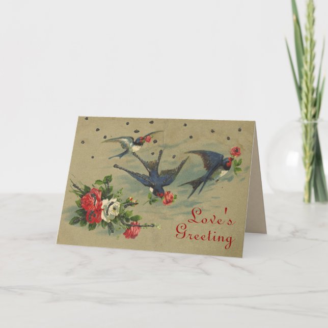 Bluebird's Vintage Valentine Holiday Card (Front)