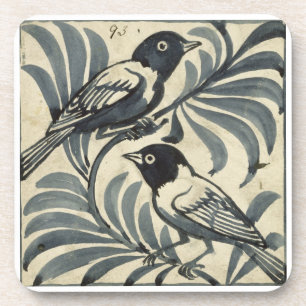 Bluebirds (w/c on paper) coaster