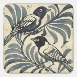 Bluebirds (w/c on paper) square sticker