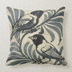 Bluebirds (w/c on paper) throw pillow
