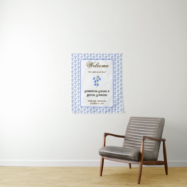 Bluebirds Wedding Backdrop Tapestry (In Situ)