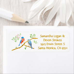 Bluebirds Wedding Return Address Labels