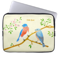 Bluebirds Yellow Laptop Sleeve