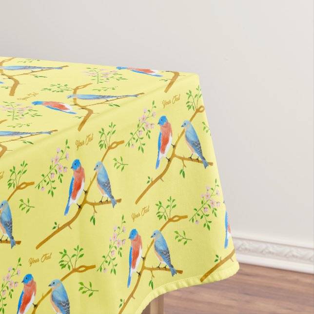 Bluebirds Yellow Tablecloth (In Situ)