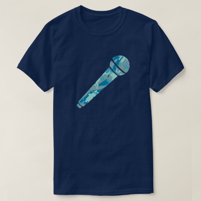 BlueBlast Camo Pattern Microphone T-Shirt (Design Front)