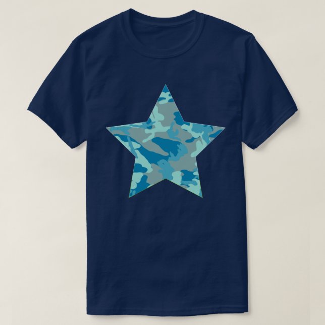 BlueBlast Camo Pattern Star T-Shirt (Design Front)