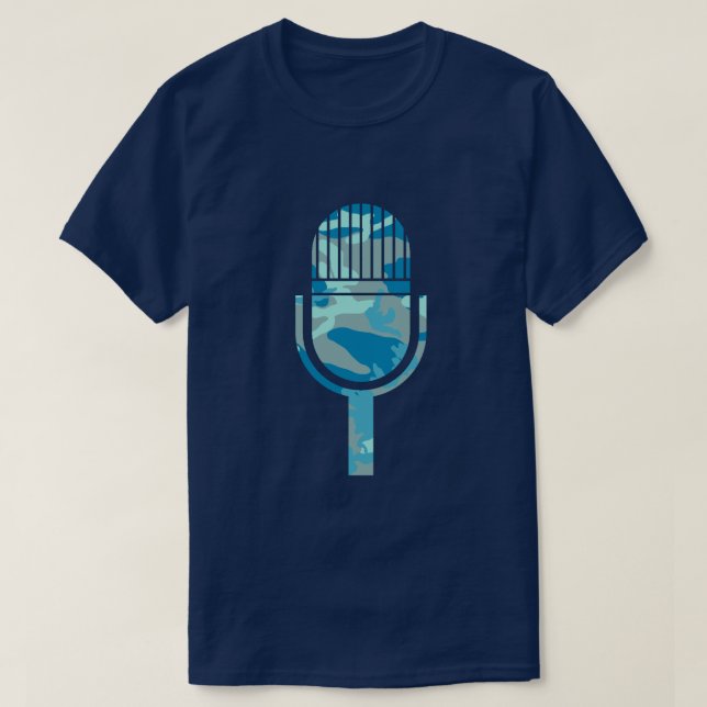 BlueBlast Camo Pattern Vintage Mic T-Shirt (Design Front)