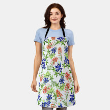 Bluebonnet and Indian Paintbrush Wildflower Apron
