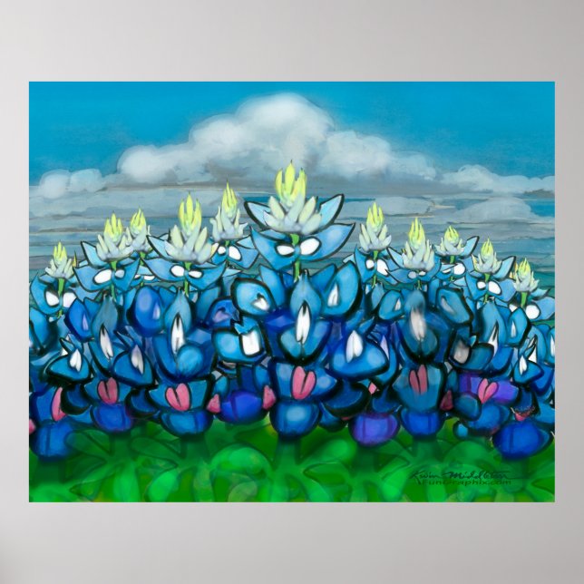 Bluebonnet Country Scene Poster (Front)