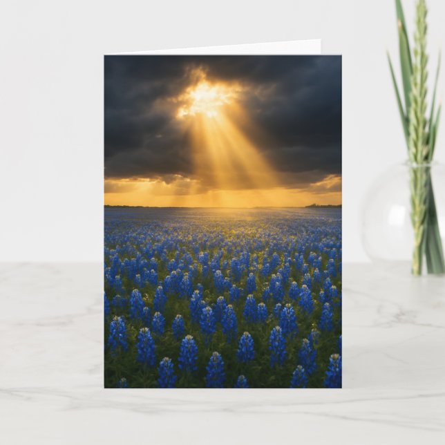 Bluebonnet Field Greeting Card - Texas Spring Note (Front)