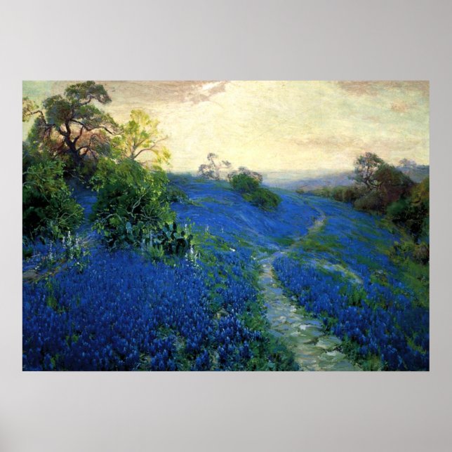 Bluebonnet Field, Julian Onderdonk painting Poster (Front)