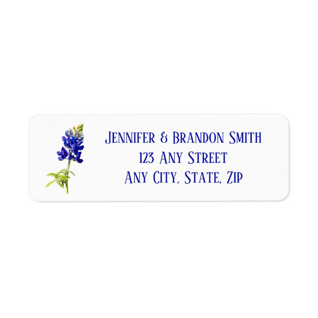 Bluebonnet Floral on White, Wedding (Front)