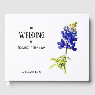 Bluebonnet Floral on White, Wedding Guest Book