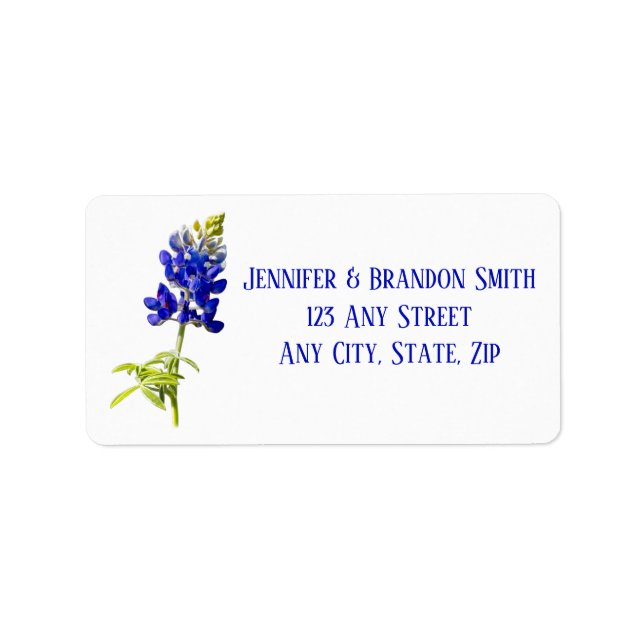 Bluebonnet Floral on White, Wedding Label (Front)