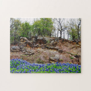 Bluebonnet Flower Blue Flowers Mountain Puzzle