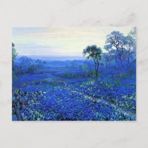 Bluebonnet Landscape with Cacti & Mountain Laurel Postcard