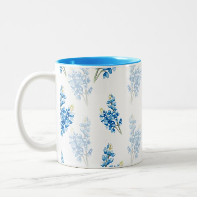 Bluebonnet Pattern Two-Tone Coffee Mug (Left)