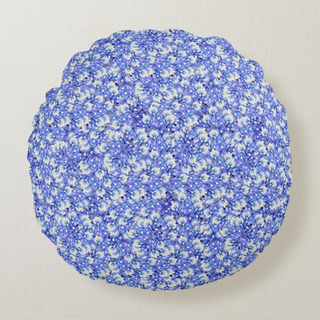 Bluebonnet Petals Round Throw Pillow (Front)