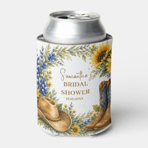 Bluebonnet Texas Sunflower Boho Bridal Shower Can Cooler