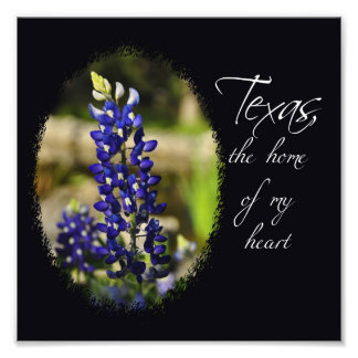 Bluebonnet "Texas, the Home of My Heart" Print