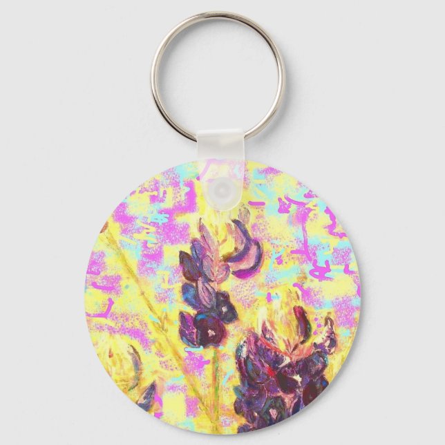 bluebonnet wildflowers upclose keychain (Front)