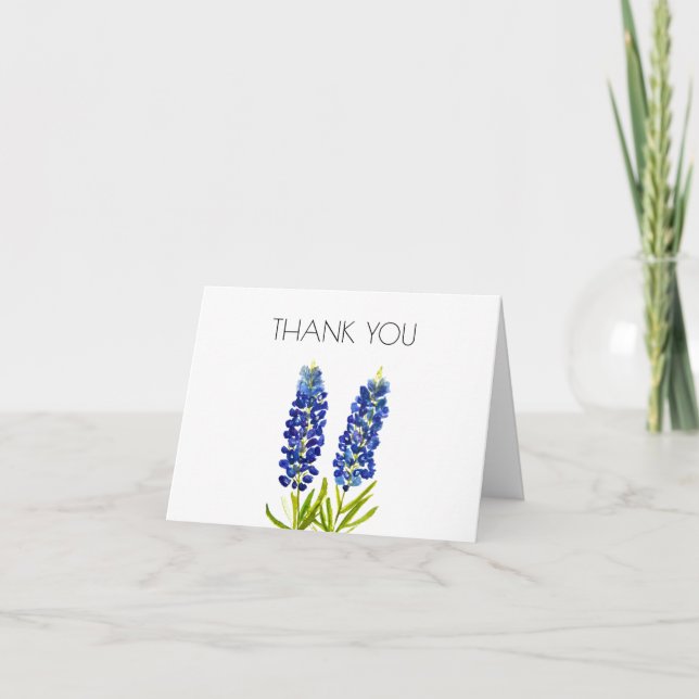 Bluebonnets 1st First Birthday Party Thank you  Card (Front)