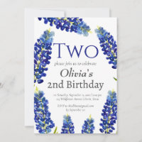 Bluebonnets 2nd Second Birthday Blue Floral
