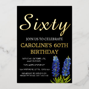 Bluebonnets 60th Birthday Blue Gold Chic Glam