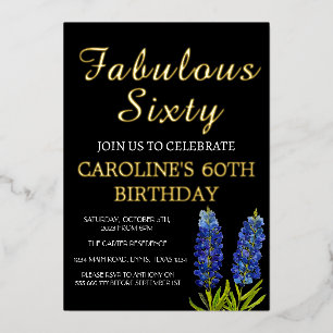 Bluebonnets 60th Birthday Blue Gold Chic Glam