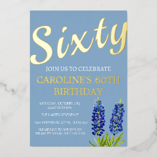 Bluebonnets 60th Birthday Blue Gold Chic Glam