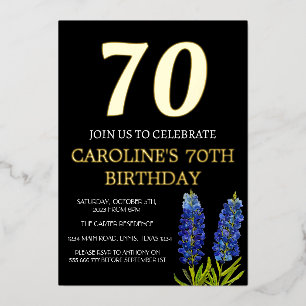 Bluebonnets 70th Birthday Blue Gold Chic Glam