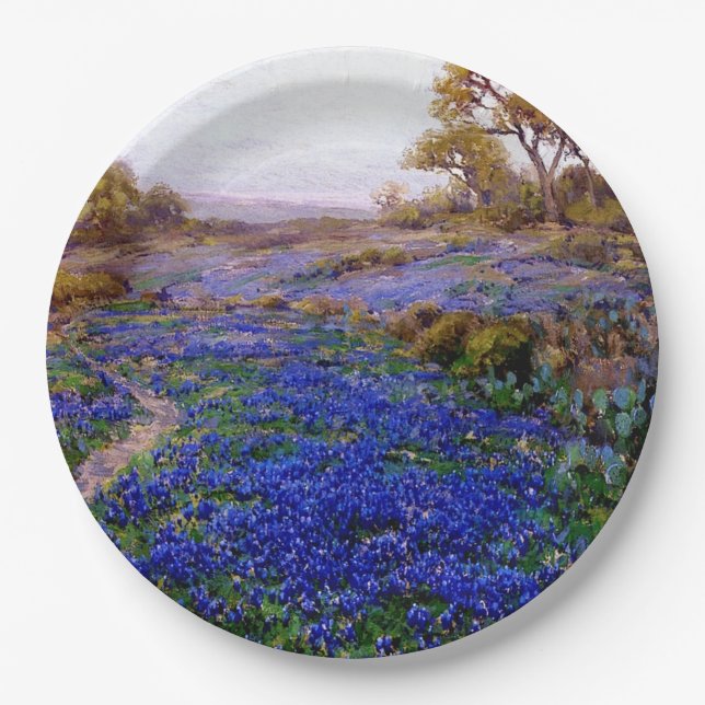 Bluebonnets at Twilight, North of San Antonio Paper Plate (Front)