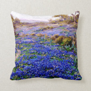 Bluebonnets at Twilight, North of San Antonio, Throw Pillow
