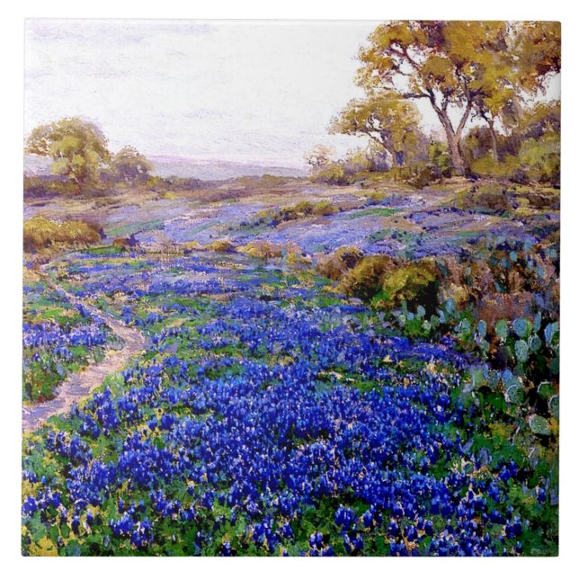 Bluebonnets at Twilight, North of San Antonio, Tile (Front)