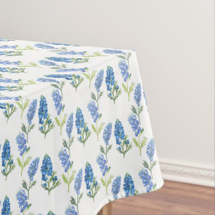 Bluebonnets Blue Elegant Modern Texas Floral Tablecloth
