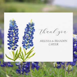 Bluebonnets Blue Floral Elegant Wedding Thank you  Card