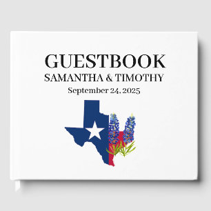 Bluebonnets Blue Floral Texas Floral Wedding Guest Book
