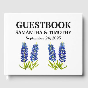 Bluebonnets Blue Floral Texas Floral Wedding Guest Book