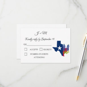 Bluebonnets Blue Floral Texas flowers Modern RSVP Card