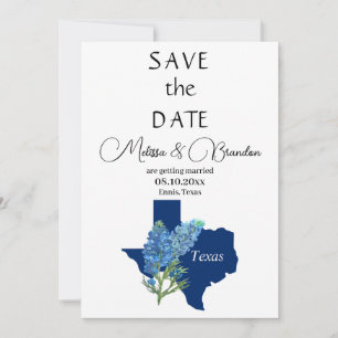Bluebonnets Blue Floral Texas Rustic Wedding Invitation