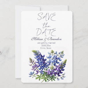 Bluebonnets Blue Floral Texas Rustic Wedding  Invitation
