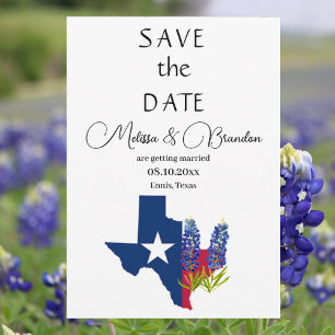 Bluebonnets Blue Floral Texas Rustic Wedding  Invitation