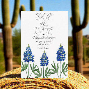 Bluebonnets Blue Floral Texas Rustic Wedding Invitation